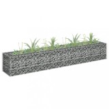 Strat inaltat gabion Gossi, 180x30x30 cm, otel galvanizat, argintiu, jardiniera