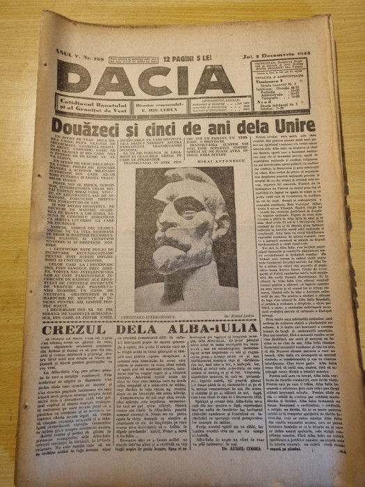 Dacia 2 decembrie 1943-25 ani de la marea unire,hitler discurs contra evreilor