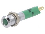 Lampă LED verde 12VDC &Oslash;6mm metalică