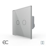 Cumpara ieftin Intrerupator dublu pentru draperie cu touch Livolo, sticla gri, ZigBee EC