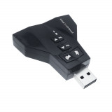 Cumpara ieftin Placa de sunet USB externa, cu 4 porturi Jack 3.5 mm, 7.1 USB Virtual Channel Sound, neagra