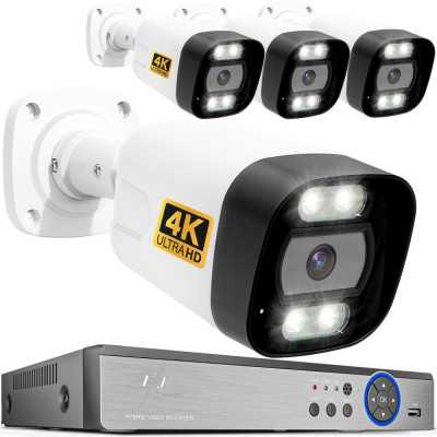 Sistem supraveghere video cu 4 camere Ultra HD 4K, DVR 4 canale, transmisie live - PK-8HB718 foto