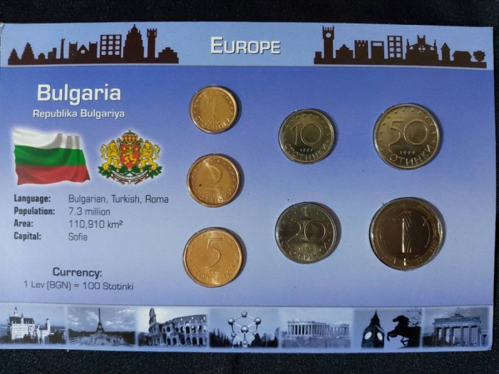 Seria completata monede - Bulgaria 1999-2002 , 7 monede