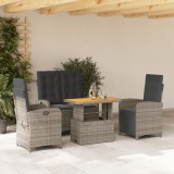 VidaXL Set mobilier de grădină cu perne, 4 piese, gri, poliratan
