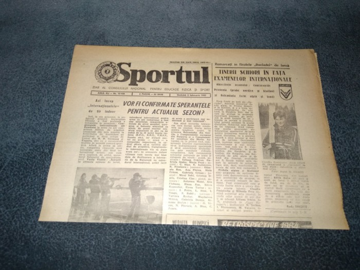 ZIARUL SPORTUL 2 FEBRUARIE 1985