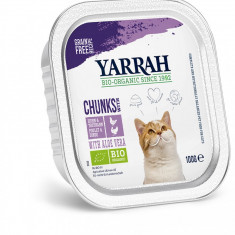 Hrana umeda bio pentru pisici cu carne de pui, curcan si aloe vera, 100g Yarrah