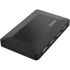 Hub Hama 4 porturi USB 2.0, 480 Mbit/s, incl. cablu/unitate de alimentare