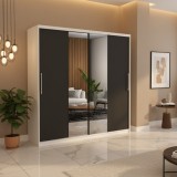 Dresing Delia 200 Alb cu Oglinda si Usi Gri &Icirc;n stoc