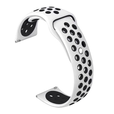Curea silicon compatibila Garmin Vivoactive 4, telescoape Quick Release, 22mm, Alb/Negru foto