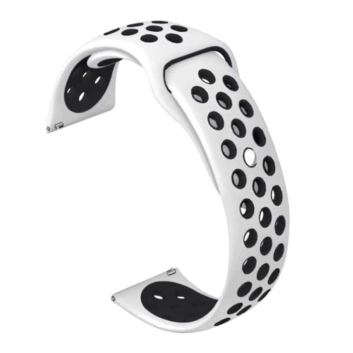 Curea silicon compatibila Garmin Vivoactive 4, telescoape Quick Release, 22mm, Alb/Negru