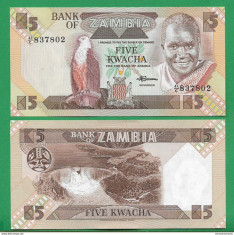 = ZAMBIA - 5 KWACHA - 1980 - UNC = foto