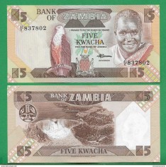 = ZAMBIA - 5 KWACHA - 1980 - UNC = foto