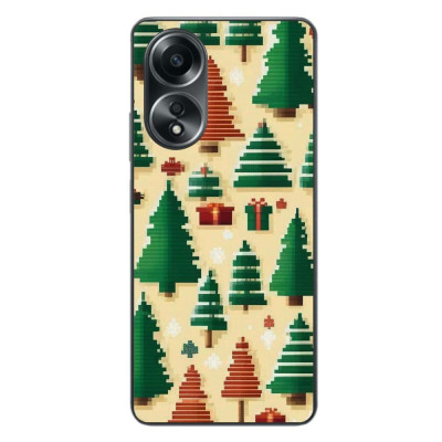 Husa compatibila cu Oppo A58 4G Silicon Gel Tpu Model Pixel Art Christmas Tree Pattern foto