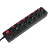 PRELUNGITOR LOGILINK, Schuko x 6, conectare prin Schuko (T), cablu 1.5 m, 16 A, protectie supratensiune, protectie copii, negru, &quot;LPS233&quot; (timbru verd