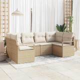 Cumpara ieftin Set de canapele pentru grădină cu pernă 6 pcs Bej, crem