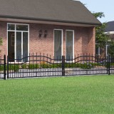 vidaXL Poartă gard cu v&acirc;rf negru 406x120 cm oțel vopsit electrostatic