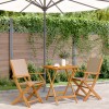 Set mobilier bistro, 3 piese, textil taupe/lemn masiv