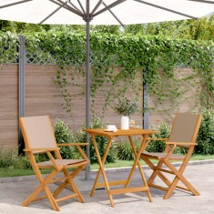 vidaXL Set mobilier bistro, 3 piese, textil taupe/lemn masiv 3281810