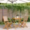 Set mobilier bistro, 3 piese, textil taupe/lemn masiv