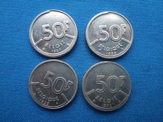 LOT 5 / 4 MONEDE 50 FRANCI (1982,1992,1993,1997)