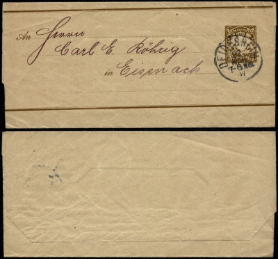 Germany Bavaria 1896 Postal stationery Wrapper Deidesheim to Eisenach D.863 foto
