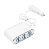 Cumpara ieftin Adaptor bricheta auto tripla 12/24V, iluminata LED, cu intrerupator individual