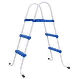 vidaXL Scară de piscină, albastru și alb, 84 cm, oțel