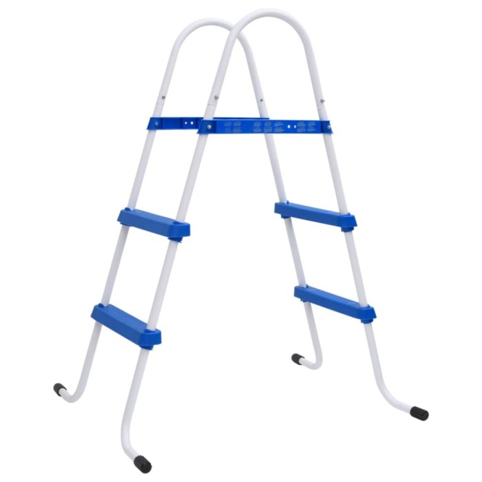 Scară de piscină, albastru și alb, 84 cm, oțel