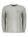Cumpara ieftin Pulover bărbați fară fermoar cu decolteu la baza g&acirc;tului, logo, Gri, 2XL