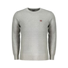 Pulover bărbați fară fermoar cu decolteu la baza g&acirc;tului, logo, Gri, 2XL