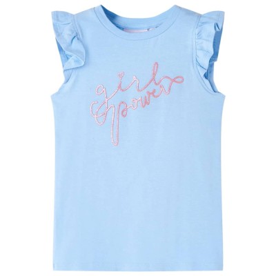 Tricou pentru copii cu m&amp;acirc;neci cu volane, albastru deschis, 140 foto