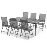 Cumpara ieftin Set de masa pentru gradina, 7 piese, antracit, otel