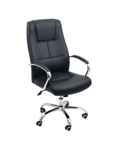 Scaun directorial OFF 324, piele ecologica, baza cromata, mecanism de balans, suport lombar, 100 kg