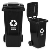 Coș de gunoi 120L negru Homelux cu roți din cauciuc, material HDPE rezistent la UV