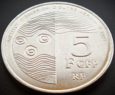 Moneda exotica 5 FRANCI CFP - Teritoriile Franceze din Pacific, anul 2021 * 415 B = UNC rară!