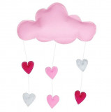 Cumpara ieftin Decoratiune pentru camera copilului, Nor roz cu inimi 36x21 cm, Oem