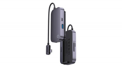 Baseus PadJoy Hub 6in1 USB-C USB 3.0 + HDMI + USB-C PD + jack de 3,5 mm + SD/TF (gri) foto