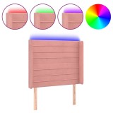 Cumpara ieftin Tablie de pat cu LED, roz, 103x16x118/128 cm, catifea