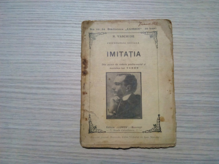 IMITATIA - Din punct de Vedere Psicho-Social - N. Vaschide - 1900, 80 p.