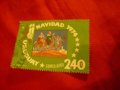 Timbru Uruguay 1974 - Craciunul - Posta Aeriana 240 P , stampilat foto