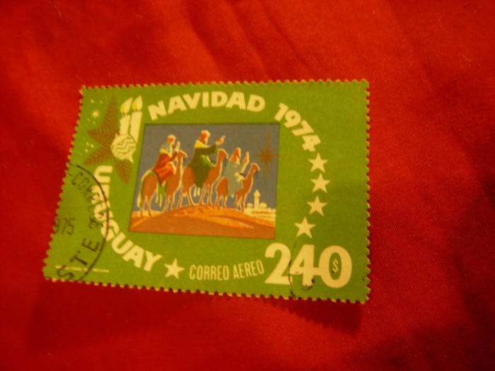 Timbru Uruguay 1974 - Craciunul - Posta Aeriana 240 P , stampilat
