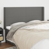 vidaXL Tăblie de pat cu aripioare gri &icirc;nchis 183x16x118/128 cm textil