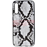 Husa Samsung Galaxy A41, TPU Leather Snake, Argintiu, Protectie Premium