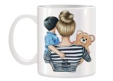 Cana alba personalizata ceramica, Mama si Fiu, INOVATIX&reg;. 330ml