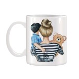Cana alba personalizata ceramica, Mama si Fiu, INOVATIX&reg;. 330ml