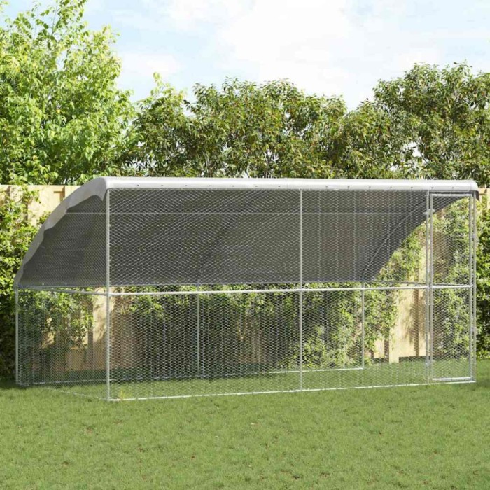 vidaXL Cușcă pentru pui Argintiu 400 x 200 x 198.5 cm Oțel Galvanizat 3368317