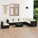 Set mobilier de gradina cu perne, 8 piese, negru, poliratan GartenMobel Dekor, vidaXL