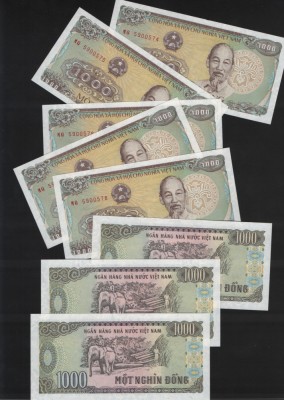 Vietnam 1000 dong 1988 unc pret pe bucata foto