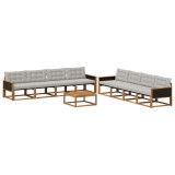 vidaXL Set de canapele de exterior 9 pcs Natural și gri deschis 3381319