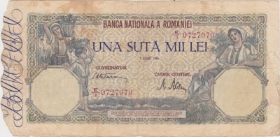 ROMANIA 100000 lei August 1945 UZATA foto